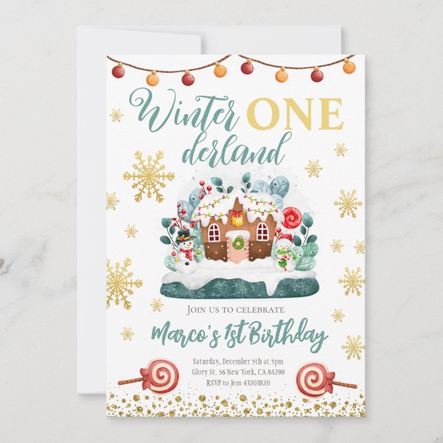 Gingerbrot Haus Geburtstagsparty Einladung (Vorderseite)