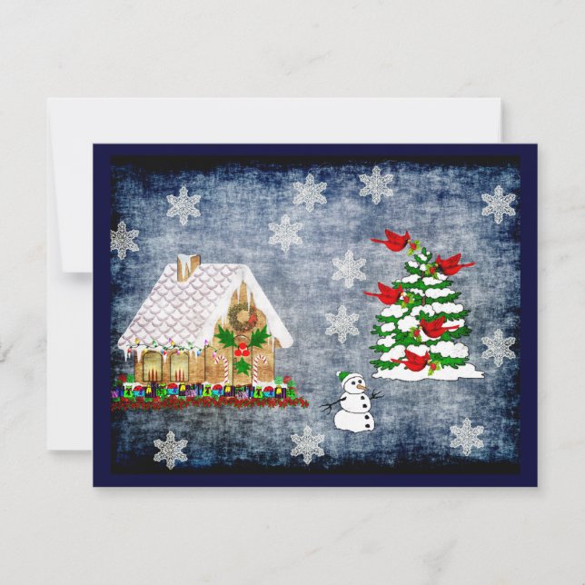 Gingerbrot-Haus im Schnee Einladung (Vorderseite)