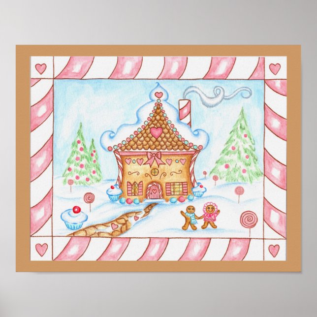 Gingerbrot Heart House Print Poster (Vorne)