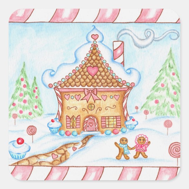 Gingerbrot Heart House Sticker (Vorderseite)