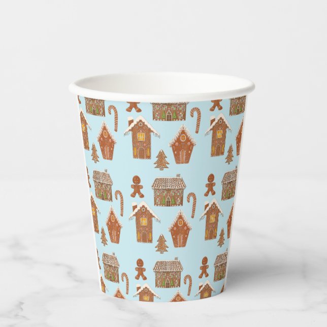 Gingerbrot Holiday Pattern Pappbecher (Vorderseite)