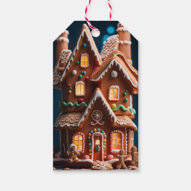 Gingerbrot House Abbildung Weihnachtsgeschenk-Tag Geschenkanhänger (Vorderseite)