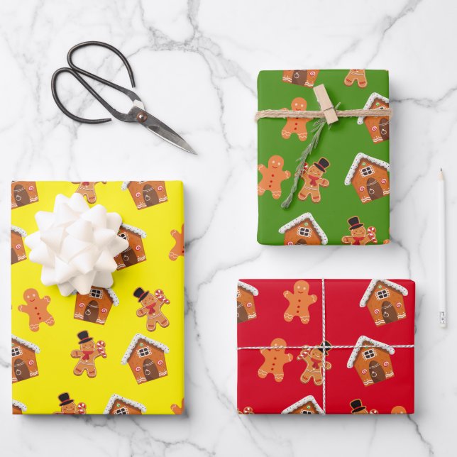 Gingerbrot House and Men Weihnachten Geschenkpapier Set (Vorderseite)