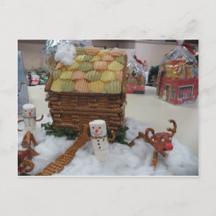 Gingerbrot House and Snowmen Postkarte