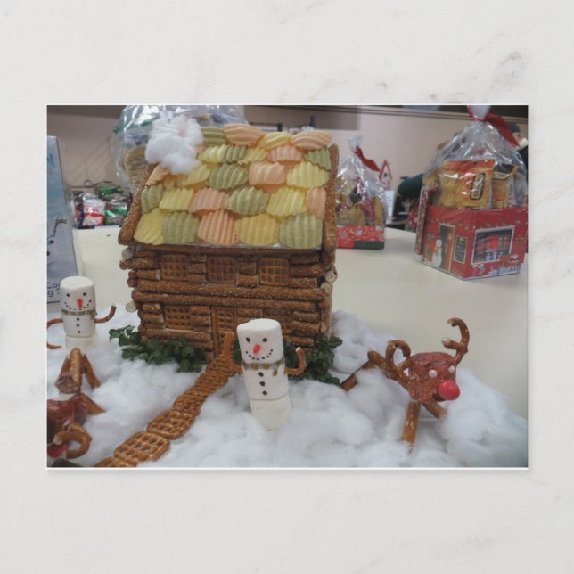 Gingerbrot House and Snowmen Postkarte (Vorderseite)