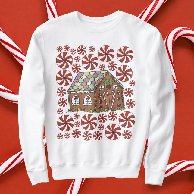 Gingerbrot House Candy Ugly Christmas Sweater Sweatshirt (Gingerbread house sweatshirt)