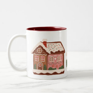 Gingerbrot House Christmas Holiday Trendy Fun Zweifarbige Tasse