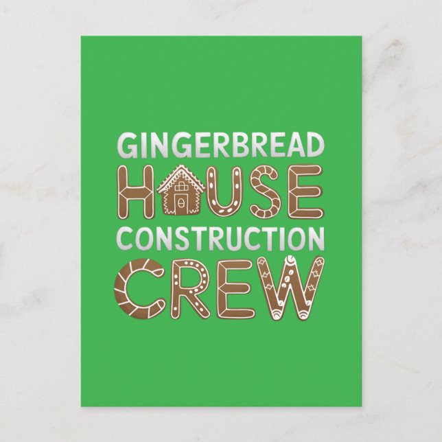 Gingerbrot House Construction Crew Digitale Kunst Postkarte (Vorderseite)
