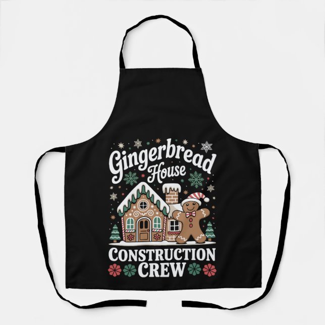 Gingerbrot House Construction Crew Weihnachten Wei Schürze (Vorderseite)