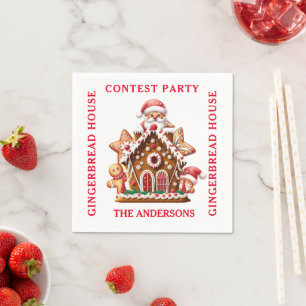 Gingerbrot House Contest Party White & Red Serviette