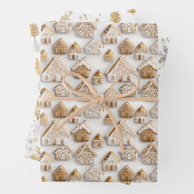 Gingerbrot House Cookies Schneefake Weihnachten Geschenkpapier Set (Beispiel)