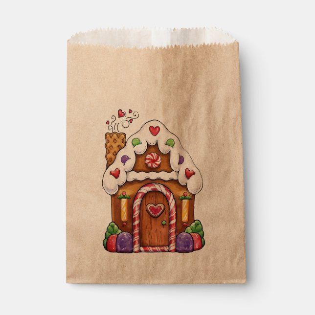 Gingerbrot House Hütte Favor Bag Geschenktütchen (Vorderseite)