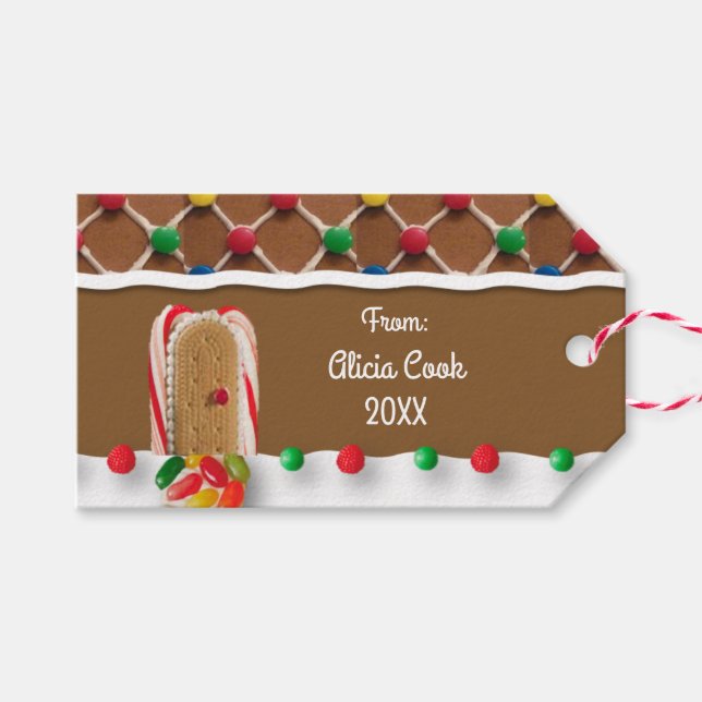 Gingerbrot House Personalisierte Geschenkmarke Geschenkanhänger (Vorderseite (Horizontal))