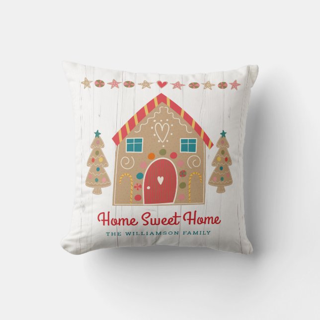 Gingerbrot House Rustic Zuhause Sweet Zuhause Holi Kissen (Vorderseite)