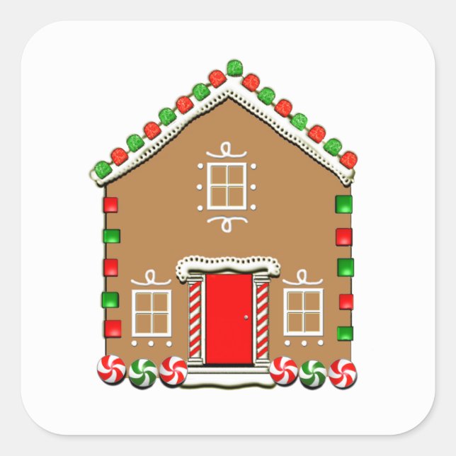 Gingerbrot House Square Sticker (Vorderseite)