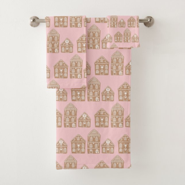 Gingerbrot House Village Pattern Badetuch Set (Insitu)