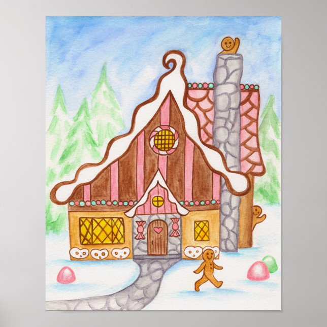 Gingerbrot House Waving Gingerbread Poster (Vorne)
