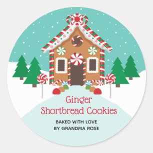 Gingerbrot House Weihnachtsgebäck Runder Aufkleber