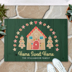Gingerbrot House Zuhause Sweet Zuhause Green Wood Fußmatte