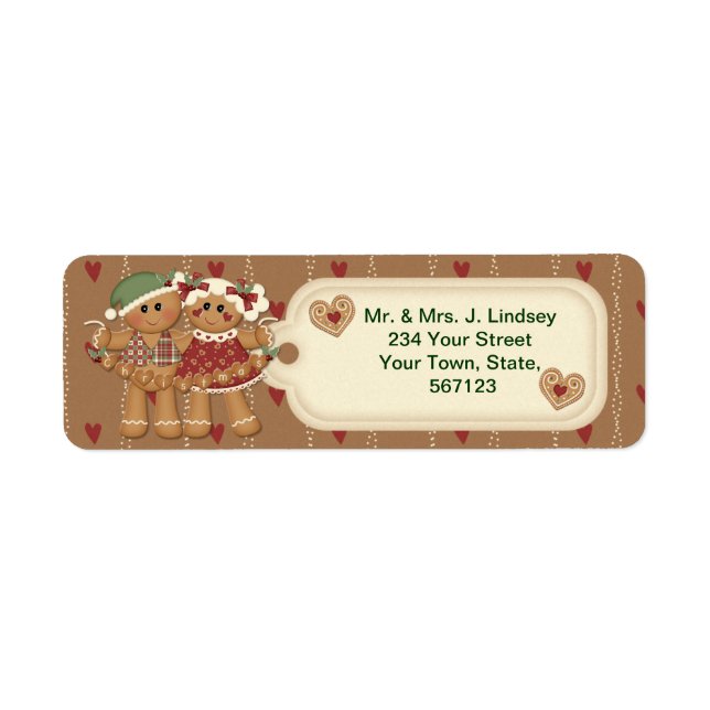 Gingerbrot Land Weihnachtsadressen Labels (Vorne)