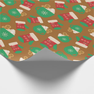 Gingerbrot Latte Christmas Gloves Brown Nahtlos Geschenkpapier