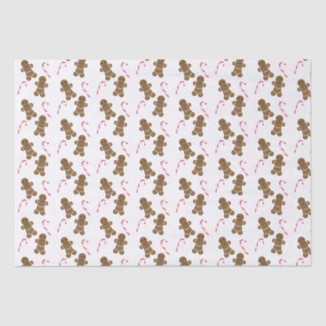 Gingerbrot Man Candy Cane Holiday Tissue Seidenpapier (Vorderseite)