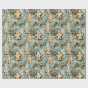 Gingerbrot Man Evergreen Wrapping Paper Geschenkpapier