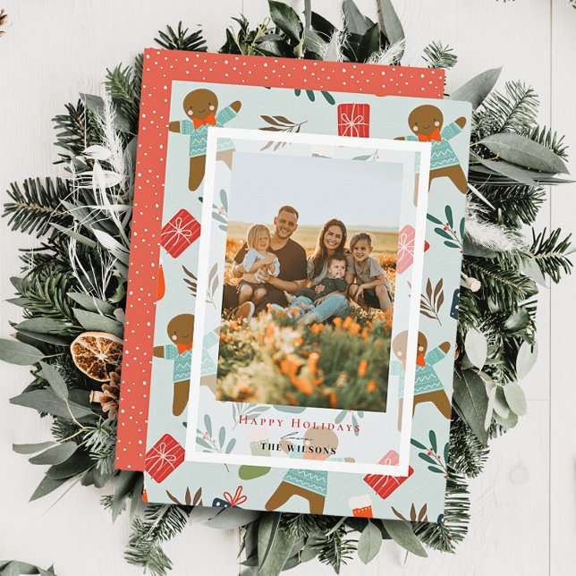 Gingerbrot Man Holiday Foto Card Einladung (Von Creator hochgeladen)