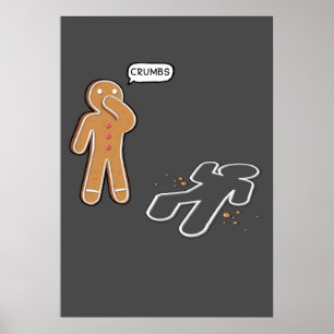 Gingerbrot man Ironic Crime Szene 'CRUMBS' Poster