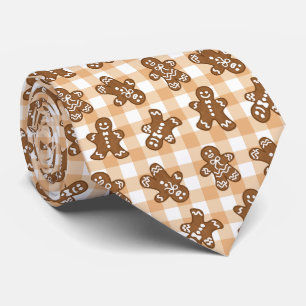 Gingerbrot Man Kariert Pattern Holiday Krawatte