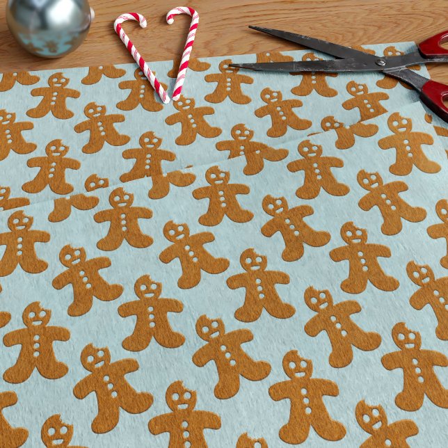 Gingerbrot Man Muster Weihnachtszettel Seidenpapier (A pattern of cute gingerbread men Christmas cookies tissue paper just for you!)