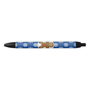 Gingerbrot Man on Blue White Snowflakes Pattern Kugelschreiber