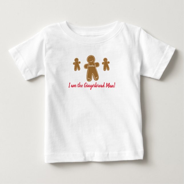 Gingerbrot Man Personalisiert Name Holiday Festiva Baby T-shirt (Vorderseite)
