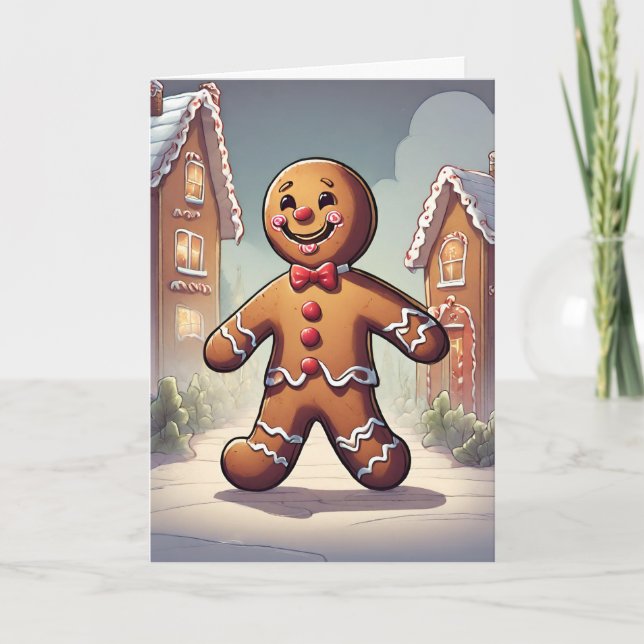 Gingerbrot Man Retro Concept Art Holiday Card Feiertagskarte (Vorderseite)