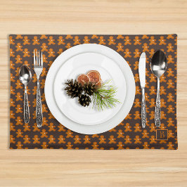 Gingerbrot Man Scandinavian Christmas Monogram Stofftischset