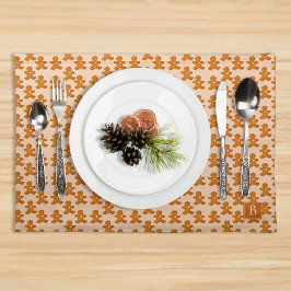 Gingerbrot Man Scandinavian Monogram Holiday Stofftischset