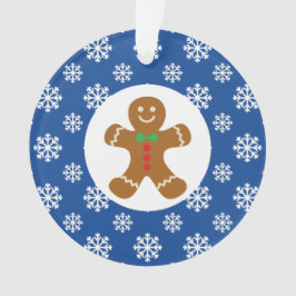 Gingerbrot Man Snowflakes Weihnachtsblau Ornament