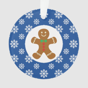 Gingerbrot Man Snowflakes Weihnachtsblau Ornament