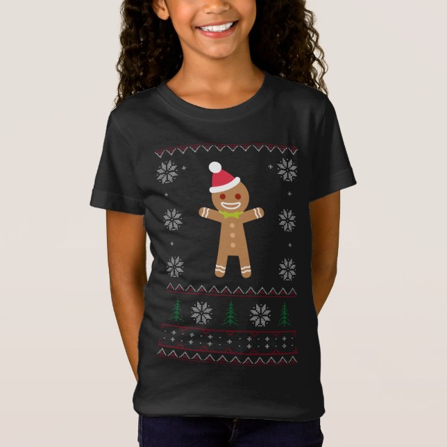 Gingerbrot Man Ugly Sweater Christmas T-Shirt (Vorderseite)