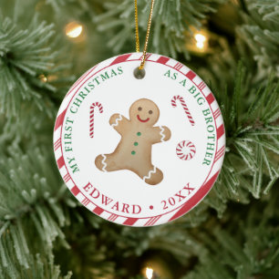 Gingerbrot Mann 1. Weihnachten als großer Bruder Keramik Ornament