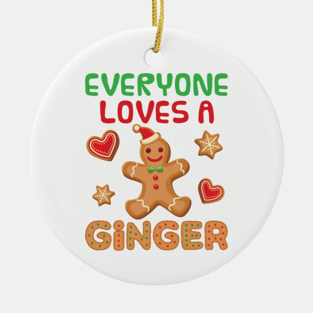 Gingerbrot Mann Alle Lieben einen Ingwer Keramik Ornament (Vorne)