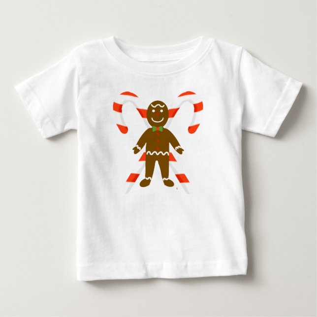 Gingerbrot Mann mit Candy Cane Kleinkind T - Shirt (Vorderseite)