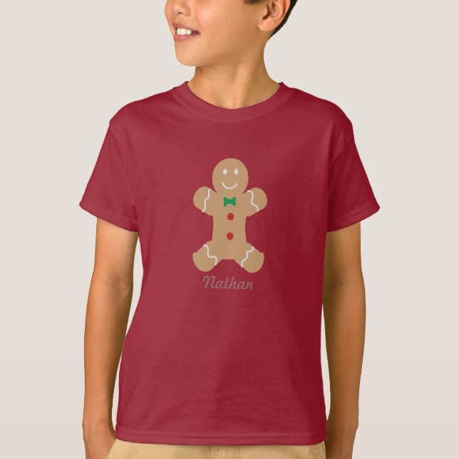 Gingerbrot Mann mit Namen T-Shirt (Vorderseite)