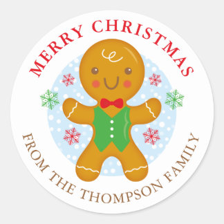 Gingerbrot Mann Personalisiert Holiday Label Runde Runder Aufkleber
