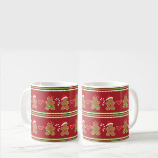 Gingerbrot Mann Rot und Grün horizontale Streifen Kaffeetasse