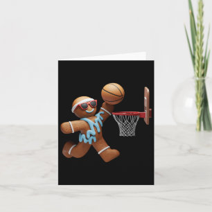 Gingerbrot Mann spielen Basketball Weihnachten Wei Karte