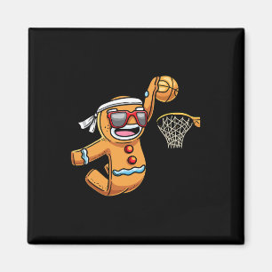Gingerbrot Mann spielen Basketball Weihnachten Wei Magnet