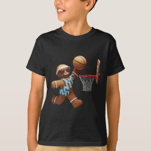 Gingerbrot Mann spielen Basketball Weihnachten Wei T-Shirt