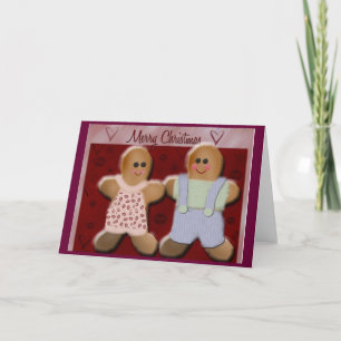 Gingerbrot Mann und Ehefrau Feiertagskarte