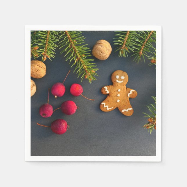 Gingerbrot Mann Weihnachten Serviette (Vorderseite)